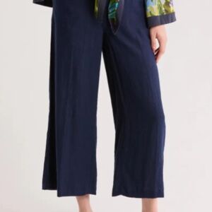 L’AGENCE Henderson Black Linen High Rise Crop Wide Leg Pants New Women’s Size 25